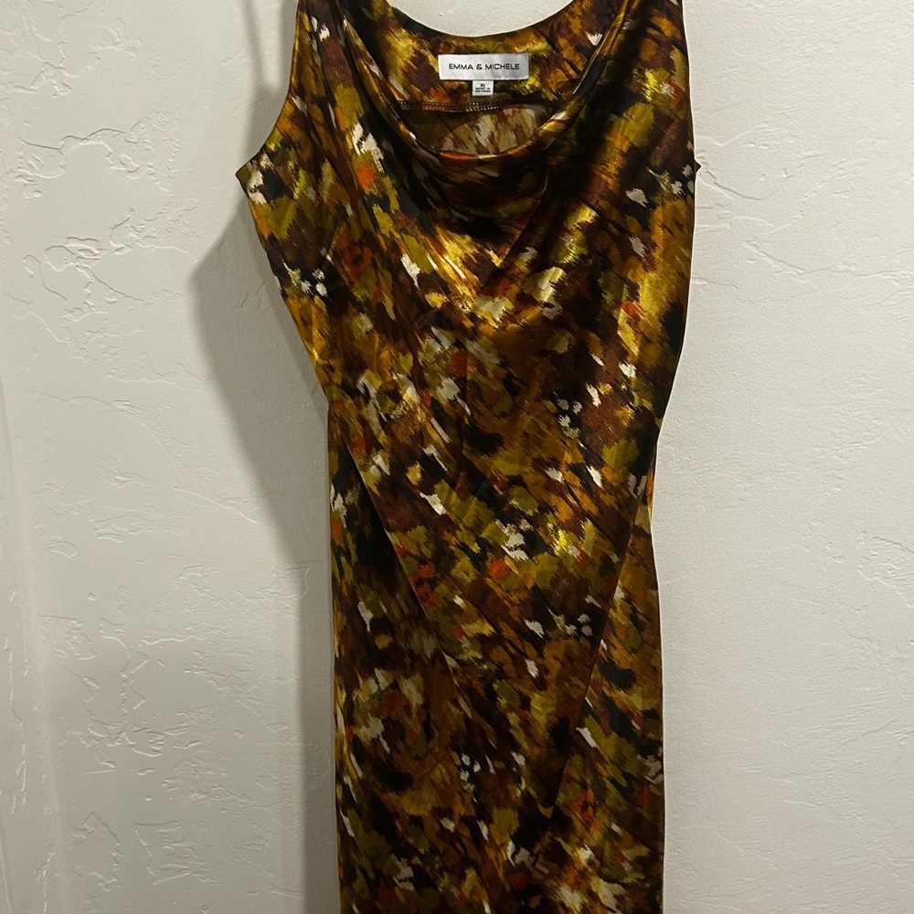 Emma & Michele Multicolor Abstract Cowl Neck Maxi Dress Size XL